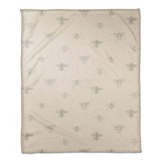Delicate Bee Pattern Coral Fleece Blanket